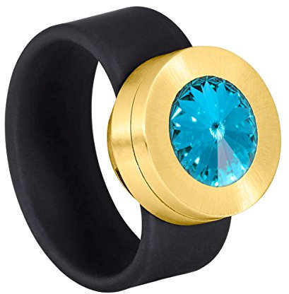 Heideman Damen-Ring Colori Ring mit Wechselstein wechselbar glanzmatt Gr.56 kristalle aquamarine blau 10mm Ringe mit Stein Zirkonia Edelstein Edelstahl Größe 56 (17.8) hr-sch-202-56