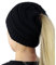 Boolavard BeanieTail Soft Stretch-Zopfmuster Unordentlich hohe Ponyschwanz-Mütze (Schwarz)