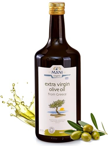 MANI Organic Extra Virgin Olive Oil 1L Greek Koroneiki Cold Extracted | 100% organic Greek olive oil with fruity mild taste, rich in natural antioxidants, ideal for salads, cooking & dipping