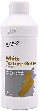 MONT MARTE Premium White Texture Gesso 500ml (16.9oz), Suitable for Acrylic Paint, Oil Paint, Colour Pencils, Pastels, Graphite and Charcoal