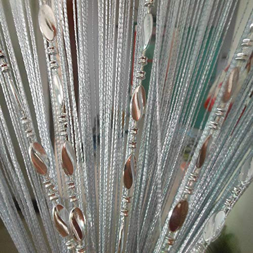 ZiDeTang Beaded Door Curtain Décor Sheer Tassel Closet Drapes Room Divider Curtain Color Grey