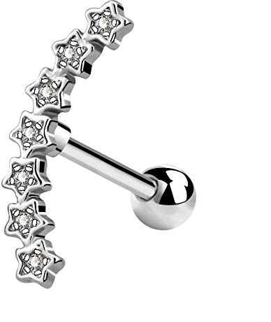 Melighting 16G Helix Piercings Étoiles 1PC Upper Lobe Piercings Boucle d'oreille Cartilage Acier Inoxydable 316L Bijou de Conch Piercings Pour Femme
