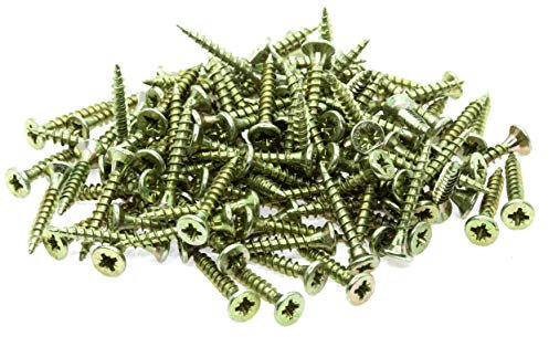 Lot de 100 petites vis à bois à tête fraisée en acier jaune 3 mm x 16 mm
