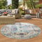 Teppich-Traum RUNDER Orient Teppich Schlafzimmer In- & Outdoor Balkon Vintagestyle bunt Größe 160 cm rund