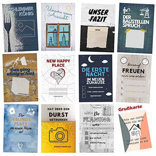 MP Produkt 30+1 Meilensteinkarten Hausbau mit Grußkarte - Geschenk für Bauherr & Bauherrin - Meilensteinkarten als Bautagebuch für Häuslebauer, kreative Geschenkidee für die Hausbauer Baustelle