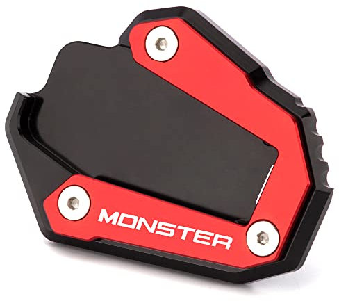 Modeer Per Ducati Monster 937 2021-2022 Monster 821 1200 1200S 2014-2019 Moto CNC Cavalletto Piedistallo Laterale Ingrandire Piastra Pad Accessori (rosso-nero)
