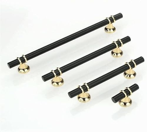 Taps2Traps Gold & Black Kitchen Cabinet Cupboard Door Drawer Bar Handle 50mm - 192mm Hole to Hole (96mm Hole Spacing)