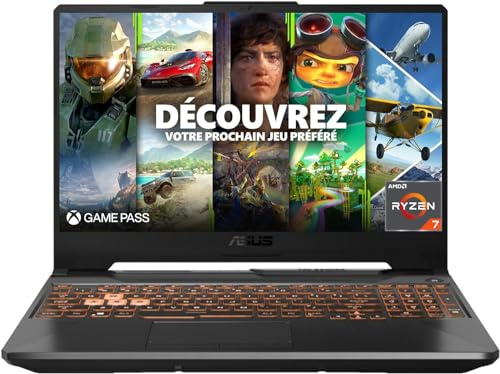 ASUS TUF A15-TUF506QM-HN098W PC Portable Gamer 15 Full HD 144 Hz (AMD Ryzen 7-5800H, 16G RAM, 512GB MVMe M.2 PCIe SSD, Nvidia GeForce RTX 3060 6Go) Windows 11 Clavier Rétroéclairé AZERTY RGB 1 Zone