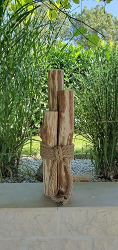 Maritime Windlichtsäulen aus Haselnuss - Naturholz Dekoration Haus und Garten (90 cm)