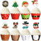 96 Stück Weihnachtskuchendekoration, Weihnachten Tortendeko, Lebkuchenmänner, Weihnachtsmann, Schneemann, Rentier, Elf, Pinguin, Weihnachtsbaum,Cupcake Wrappers für Kinder Geburtstag Christmas Party