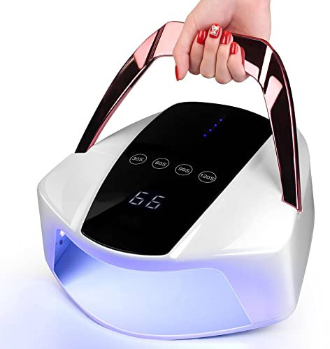 Cordless Wireless UV LED Nail Dryer ,96W Rechargeable UV LED Nail Lamp with Portable Handle and USB Port, Multi-Function UV Gel Polish Nail Lamp Light for Nails Art Polish Manicure