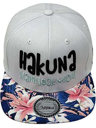 Outfitfabrik Snapback Cap Hakuna Mann leck Mich in weiß, Schirm mit Lilien-Muster, 3D-Stick (Provokation, Statement) Unisex, One Size, verstellbar