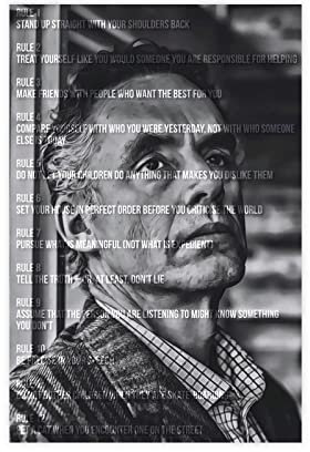 MJKO Jordan Peterson 12 Regeln Leinwandposter Wandkunst Dekor Bild Gemälde für Wohnzimmer Schlafzimmer Dekoration Rahmen Stil 30 x 45 cm
