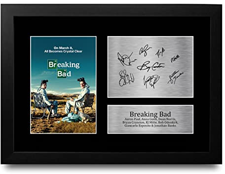 HWC Trading FR A4 Breaking Bad Cast Bryan Cranston, Aaron Paul Geschenke Gedrucktes Signiertes Autogramm Foto für Fans von Fernsehn Memorabilien - A4 Gerahmt