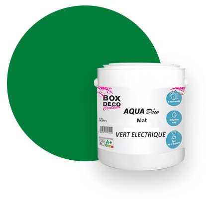 BOX DECO COULEURS Peinture murale acrylique aspect mat Aqua Déco - 2,5L, Vert Electrique
