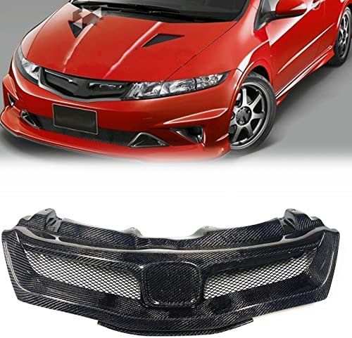REXGEL Rejillas Rejilla Frontal para Honda para Civic FN FK FN2 Type R 2008-2011, Parachoques Superior De Fibra De Carbono, Kit De Cuerpo De Malla, Embellecedor De Rejilla