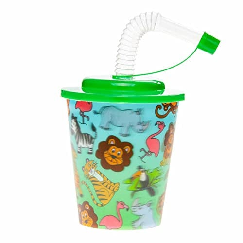 LG-Imports 3D Dschungel-Becher mit Deckel und Trinkhalm, 250ml, 1 Stück