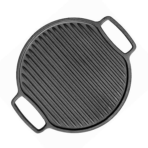 4BIG.fun Ø 32 cm | Plaque de cuisson | Fonte | Ronde | Grille de barbecue | Double face | Accessoires de barbecue | BBQ