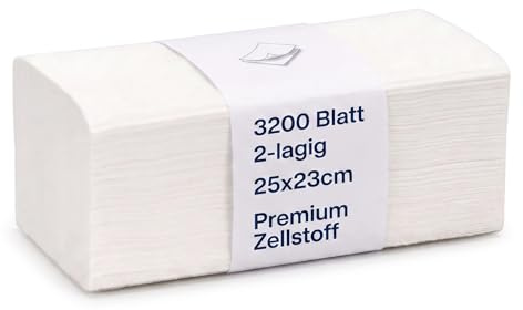 LUCY Hygiene Papierhandtücher V-Falz für Spender | 2-lagig, 25x23cm | 3200 Blatt | 100% Zellstoff, Hochweiß | sehr saugstark und weich | Optimal für V-Falz Handtuchspender Toiletten, Büros, Praxen