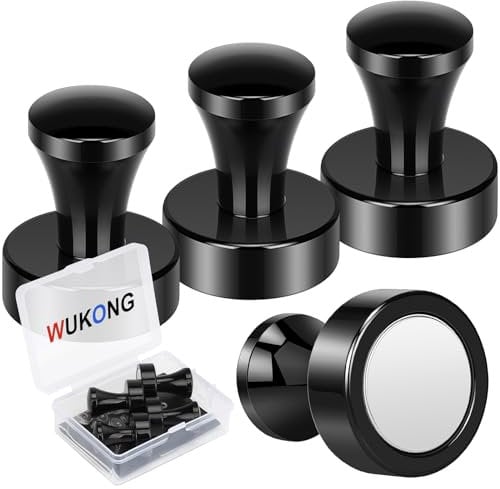 Wukong Neodym Magnete Starker Halt, 20×25mm | 4 Stück Starke Magnete Push Pins, Whiteboard Magnet Schwarz für Magnettafel, Kühlschrank und Büro