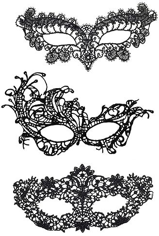 SSRDFU Masque Dentelle - 3 pcs Masques en Dentelle Noire,Mascarade Masque Femme Sexy Masque vénitien Masque Dentelle Masque Demi-Visage Masque pour Carnaval fête Costume Bal masquage Femme Fille
