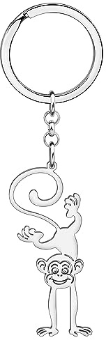 BAMAY Edelstahl Lustige Gorilla Schlüsselanhänger Brieftasche Auto Schlüssel Paare Affe Schlüsselanhänger für Frauen Mädchen Charms Geschenke