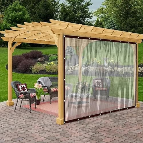 Lona de PVC con ojales, transparente, impermeable, protección contra la lluvia, el viento y el sol, para balcón, jardín, invernadero (3 m x 6 m)