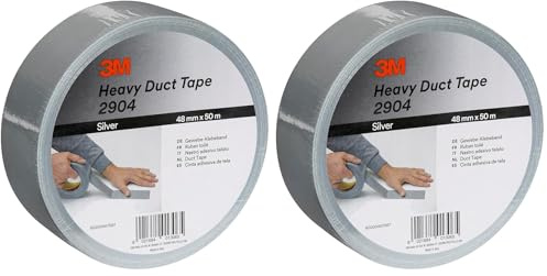 3M Heavy Duty Duct Tape 2904, 48 mm x 50 m, Silver (Pack of 2)