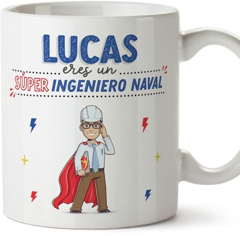 MUGFFINS Tazas Personalizadas para INGENIERO NAVAL hombre - En Español - ¡Eres Súper! - 11 oz / 330 ml - Regalo Personalizable original y divertido