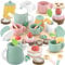GAGAKU Set de thé en Bois pour Les Tout-Petits Set de café et thé de l'après-midi en Bois Jouet de Cuisine Accessoires de Cuisine Pretend Play Food Kids Tea Sets Jouets en Bois Cadeaux pour Enfants
