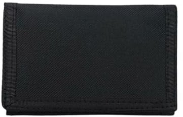 YHIJSR Portefeuille Fin RFID Portefeuille à Trois Volets Portefeuille Mince en Toile Porte-Monnaie RFID Portefeuille de Sport Zippé pour Ado Homme Noir