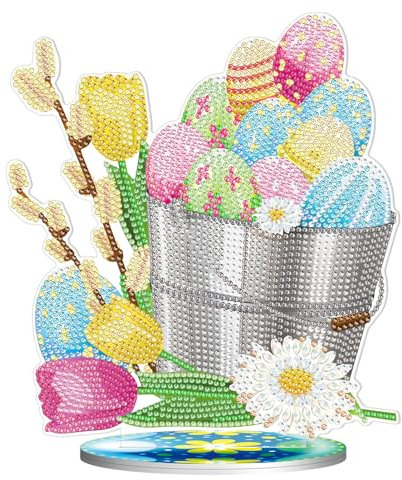 NSXIN 5D Diamond Painting Ostern Deko, DIY Diamant Malerei Bilder Kit Ostern Tisch Dekoration, Handwerk Applique Mosaik Hase Ostereier Dekoration (Stil D)