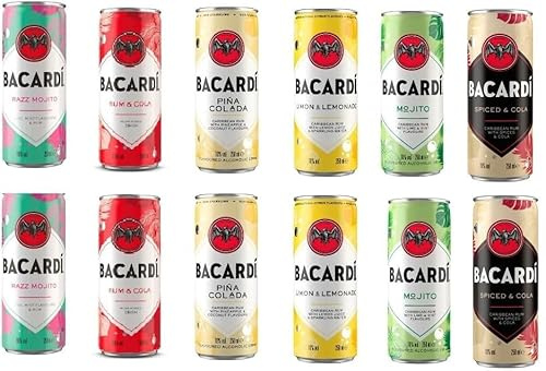 12 Dosen Bacardi Mix a 250ml (2 x Spiced Cola / 2 x Mojito / 2 x Razz Mojito / 2 x Limon / 2 x Rum & Cola /2 x Pina Colada) 10% Vol inclusiv EINWEG Pfand von Onlineshop Bormann