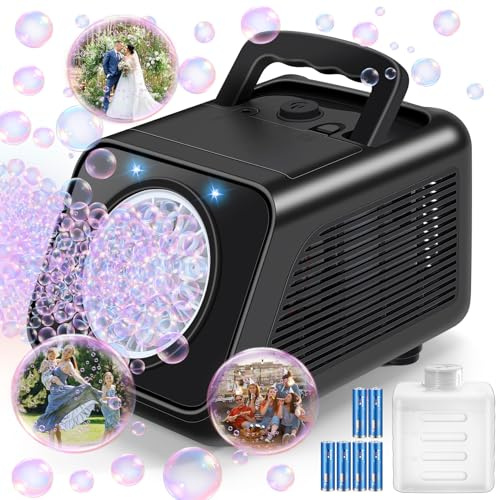 Bubble Machine Automatic Bubble Blower for Kids: Battery Operated Bubble Maker for Toddlers 1-3 | 20000+ Bubbles Per Min Contain 6 AA Battery | Outdoor Toys for Parties Birthday Wedding