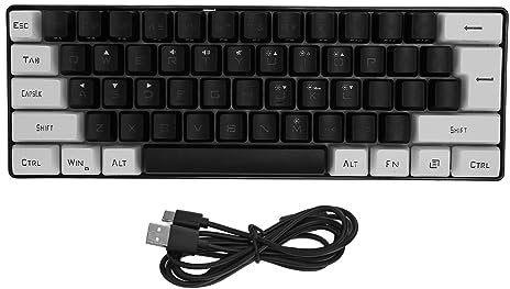 Tastiera Al 60%, Tastiera Ergonomica a 61 Tasti, Tastiera da Gioco Retroilluminata a LED, Tastiera da Gioco Cablata con Sensazione Meccanica per Ufficio Aziendale (BLACK)