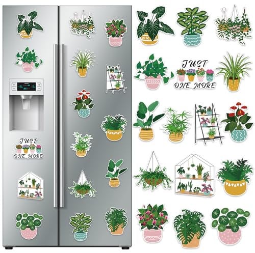 Auzesto 16 Pieces Plant Fridge Magnets, Cute Potted Plant Refrigerator Magnets Plant Magnetic Stickers Plant Magnets for Fridge Plant Lovers Home Kitchen Office Locker Whiteboard Car Garage Decor