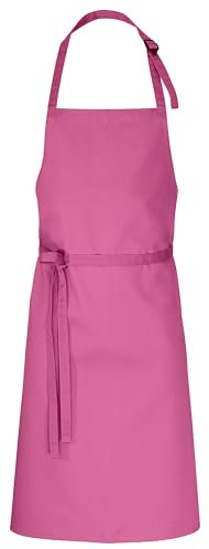 DESERMO Premium Latzschürze 100x80cm (LXB) - Verstellbare Küchenschürze für Frau & Mann – Kochschürze aus Baumwollmischung - Schürze mit großer Farbauswahl - 220g/m²(Pinkfarben)