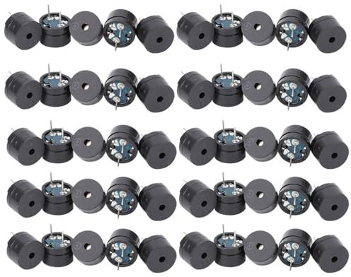 FLEXMAN 50 Stück Passiver Summer, Elektromagnetischer Typ, 2 Anschlüsse, 16 Ohm, Wechselstrom, 3 V, 5 V, 9 V, 12 V, 2 Khz, Summer für DIY Projekte, Elektronik Enthusiasten