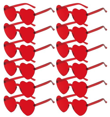 Sprinlot Herz Sonnenbrille Rot, 12 Paar Herz Party Brillen, Rot Heart Shaped Brille, Brille Herzform, Lustige Brille für Fasching Foto Requisiten Geburtstags