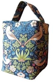 The Wheat Bag Door Stop Handmade Home Decoration - William Morris Strawberry Thief Navy Birds Floral
