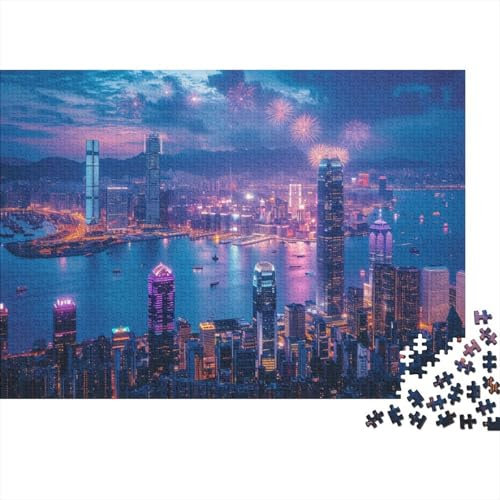 lihuogongsio Hong Kong 1000 Pieces Challenge Jigsaw Puzzle for Adults China City Impossible Puzzle Educational Games Home Decoration Puzzle Multi Colour 1000pcs (75x50cm)
