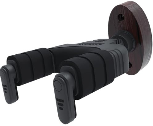 AUPHY Guitar Wall Mount with Auto-Lock & Auto-Rotate Mechanism | 10KG+ Heavy Duty | Universal Mount for All Headstock/Neck Widths, Classical, Acoustic, Electric Guitars, Bass, etc,Black Wood