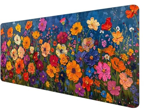 Tapis de Souris Couleur, Tapis de Souris 1200x600mm, Grand Tapis de Souris Gamer avec Surface en Caoutchouc Antidérapant, Tapis de Souris XXL Gaming Fleurs Améliore la Précision et la Vitesse, G-6