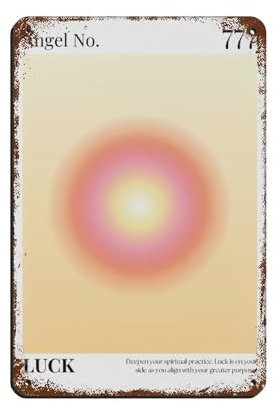 AMATWI Blechschild Angel Number 777 Law of Attraction, Vintage, Metall, Pub, Club, Café, Bar, Zuhause, Wandkunst, Dekoration, Poster, Retro, 20 x 30 cm
