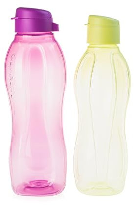 Tupperware EcoEasy Trinkflasche 1,5 l lila + 1 l limette Trinkverschluss Flasche Wasserflasche (inkl. 1x Bio-Saatgut)