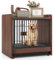 COSTWAY Jaula para Perros 2 en 1, Casa con Bandeja Extraíble, Puerta Bloqueable y Mesa Lateral, para Perros Pequeños y Medianos, Marrón Rústico