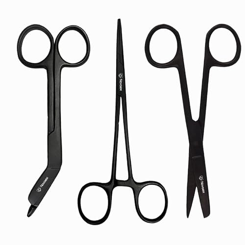 Krankenschwester Scheren Set Matt Black - MDR Zertifikat - Verbandschere - Schere - Kocher - Krankenschwester Zubehör - Krankenschwester Geschenk