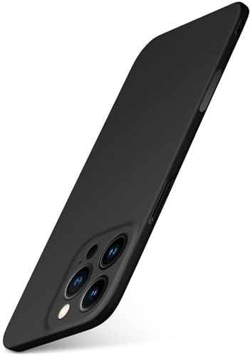 moex Custodia ultra sottile per iPhone 16 Pro Max con protezione della fotocamera rialzata, slim cover posteriore sottile, minimalista alfa, nero opaco