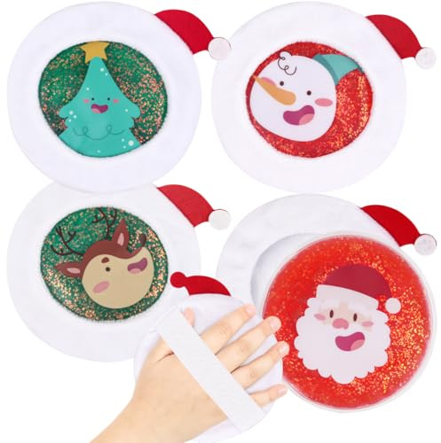 Christmas Kids Ice Packs 4 Pack with Removable Plush Cover 4 Packs | Hot Cold Compress for Kids Children's Injuries, Teething Pain, Bumps, Bruises, Wisdom Teeth, Sports Injuries & Tired Eyes