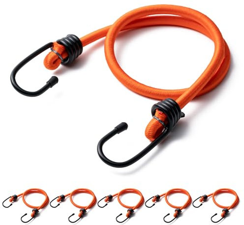 Aegero 18inch Bungee Cords with Hooks,6Pcs Heavy Duty Extra Strong Outdoor Elastic Rope,Multi-Purpose Elastic Bungee Straps for Luggage,Camping,Tarps,Bike Rack,Outdoor Tent,Weatherproof（Orange）